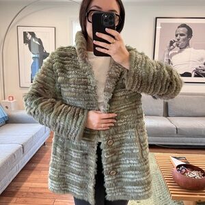 Vintage Sage Green Fur Jacket